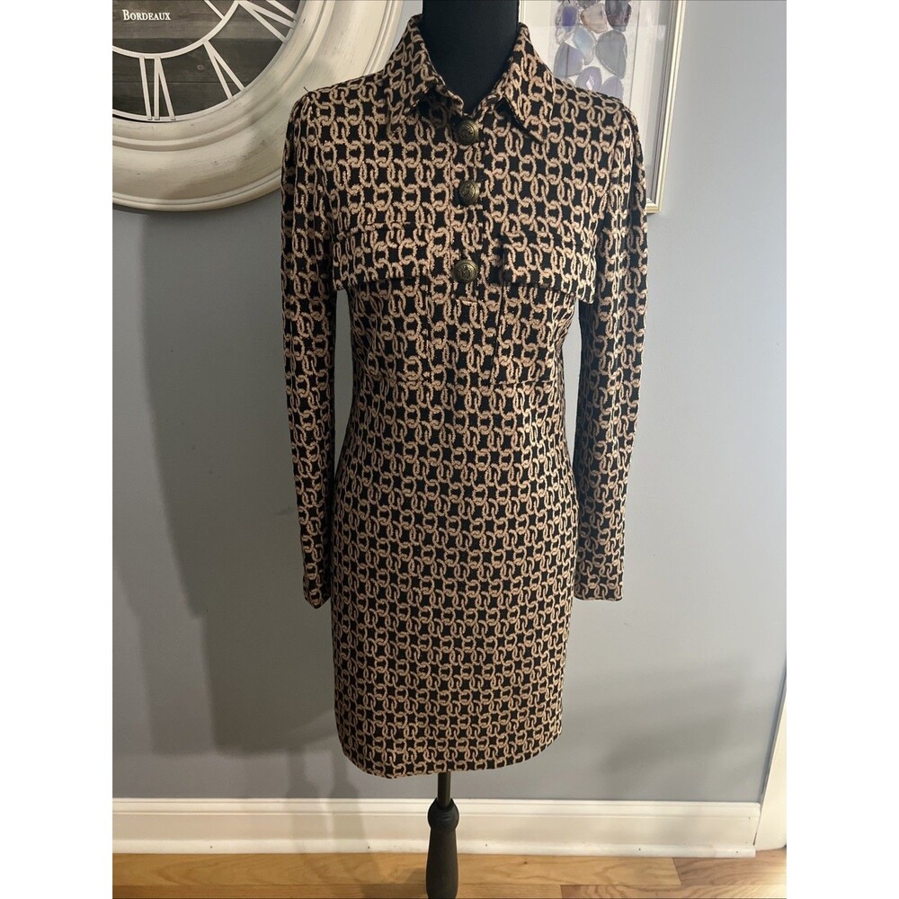 Anna Rachele-Dress-Black Brown Copper Collar Size 42 Italy Size 12
